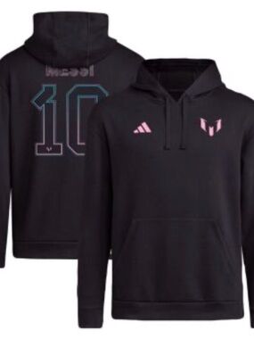Adidas Messi 10 Hoodie Black Pink Mens XS / Womens Medium Oversized